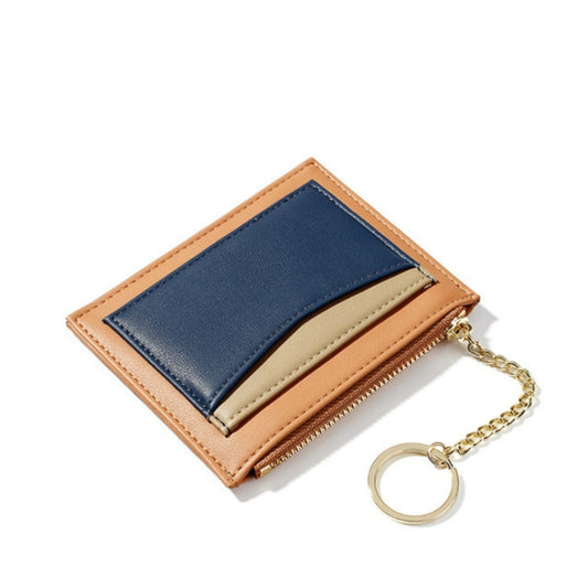 Fashion Stitching Multi-card Zipper Card Bag Multi-function Mini Wallet(Orange) by bashfashion