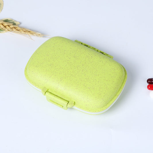 3 PCS 8-Grid Double-layer Portable Mini Straw Pill Storage Box(Wheat Green) by bashfashion