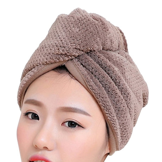 Womens Magic Quick Dry Bath Hair Drying Towel Cap Bathing Tool(Brown) by bashfashion