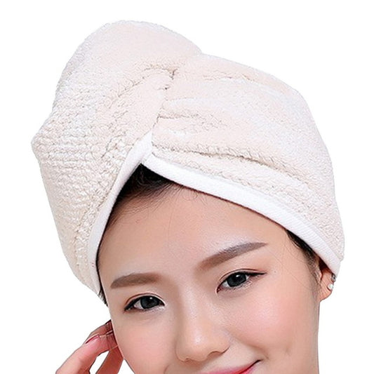 Womens Magic Quick Dry Bath Hair Drying Towel Cap Bathing Tool(Creamy White) by bashfashion