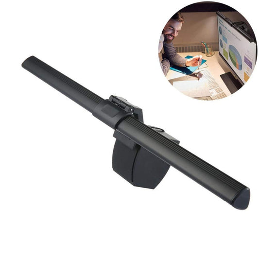 Monitor Screen Hanging Lamp LED Office Computer Notebook Reading Smart Eye Protection Desk Lamp(Black) by bashfashion