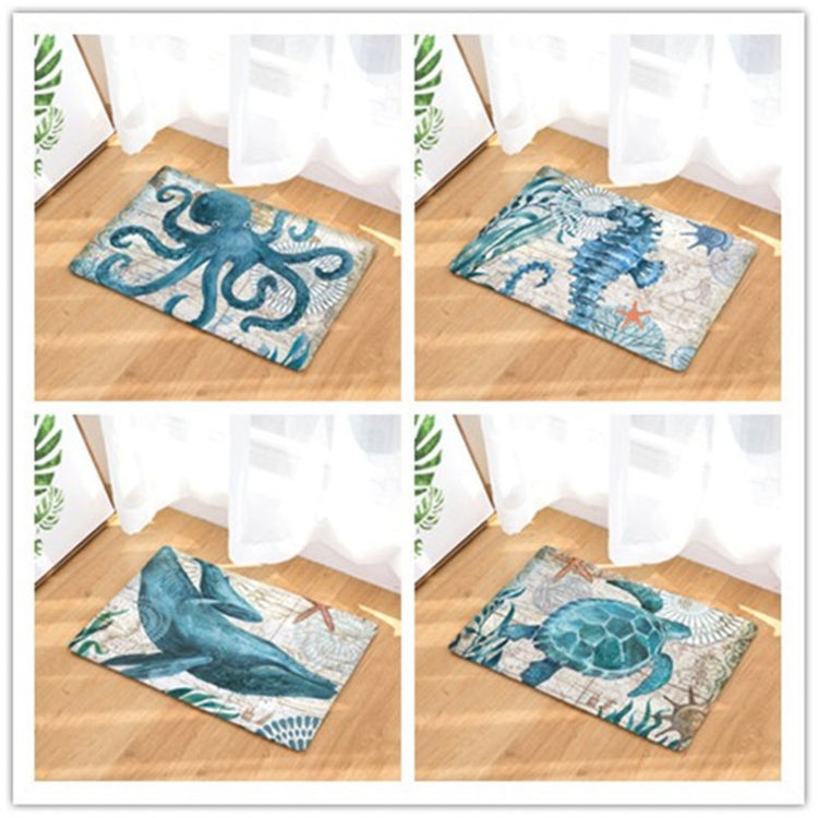 Marine Series Pattern Bathroom Toilet Non-slip Mat Flannel Absorbent Foot Pad, Size:46x76cm(Octopus) by bashfashion