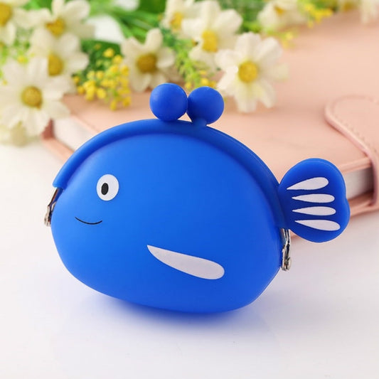 Mini Cute Fish Creative Cartoon Silicone Coin Purse(Blue) by bashfashion
