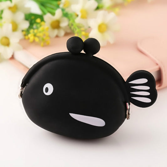 Mini Cute Fish Creative Cartoon Silicone Coin Purse(Black) by bashfashion