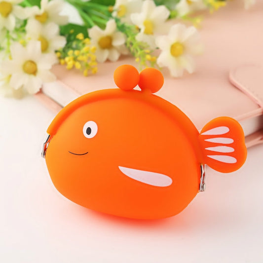 Mini Cute Fish Creative Cartoon Silicone Coin Purse(Orange) by bashfashion