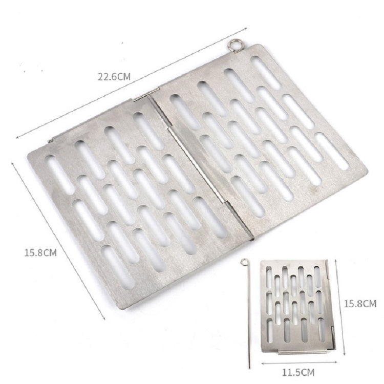 Stainless Steel Folding Barbecue Net Portable BBQ Picnic Accessories, Size:M 22.6x15.8CM by bashfashion