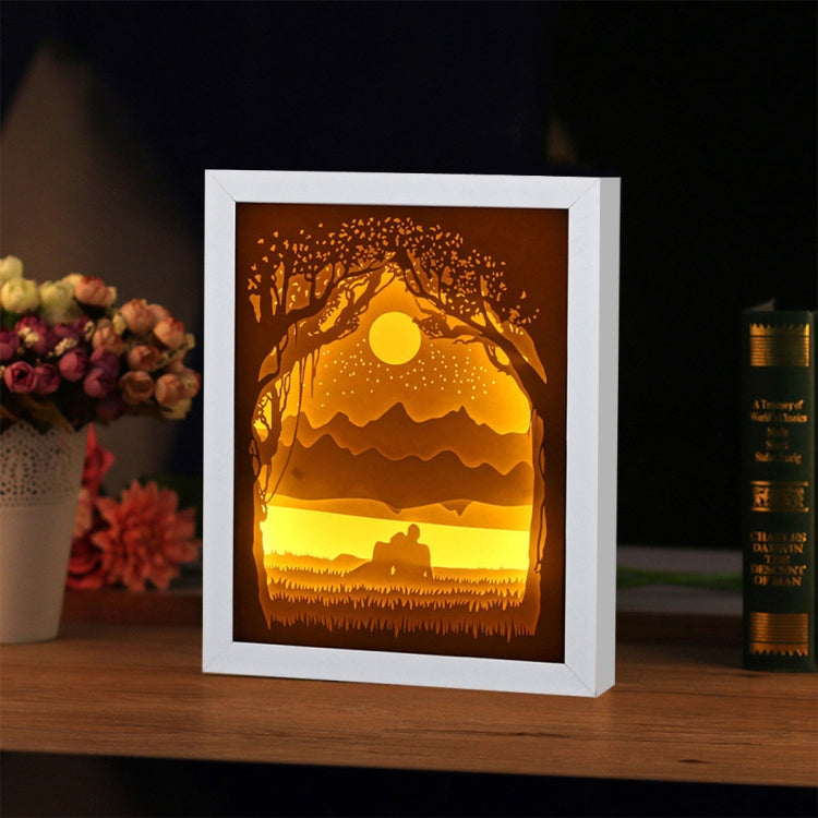 3D Paper Carving Lamp Couple Light Shadow Paper Carved Night Light(Random Frame Color Delivery) by bashfashion
