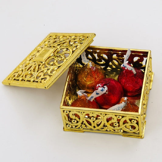 12 PCS Mini Candy Box Openwork Pattern Square Gift Box, Size:6x6x3.2cm(Glod) by bashfashion
