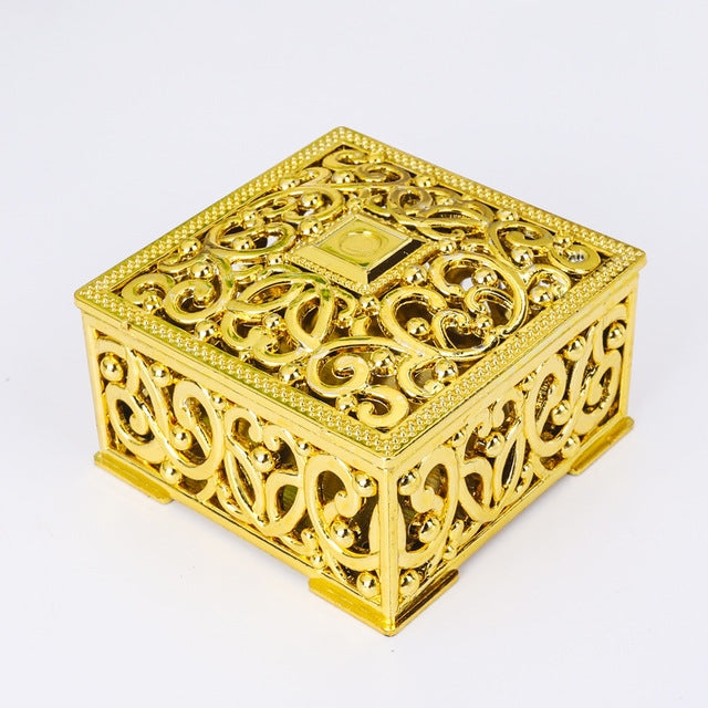 12 PCS Mini Candy Box Openwork Pattern Square Gift Box, Size:6x6x3.2cm(Glod) by bashfashion