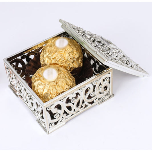 12 PCS Mini Candy Box Openwork Pattern Square Gift Box, Size:6x6x3.2cm(Silver) by bashfashion