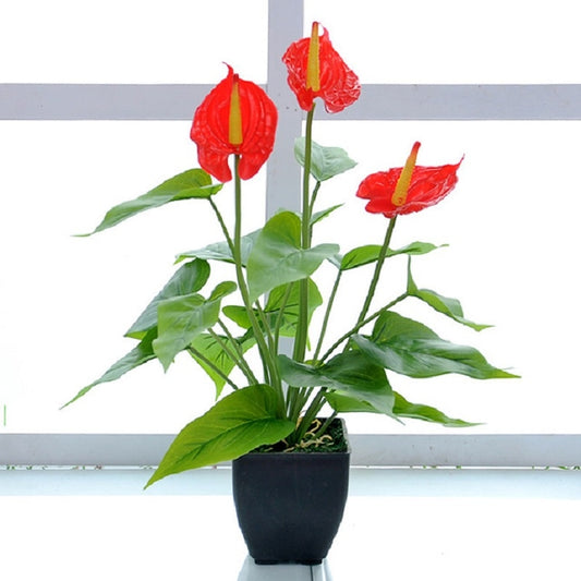 Artificial Flower Calla Plant Potted Home Decoration Green Plant(Red) by bashfashion