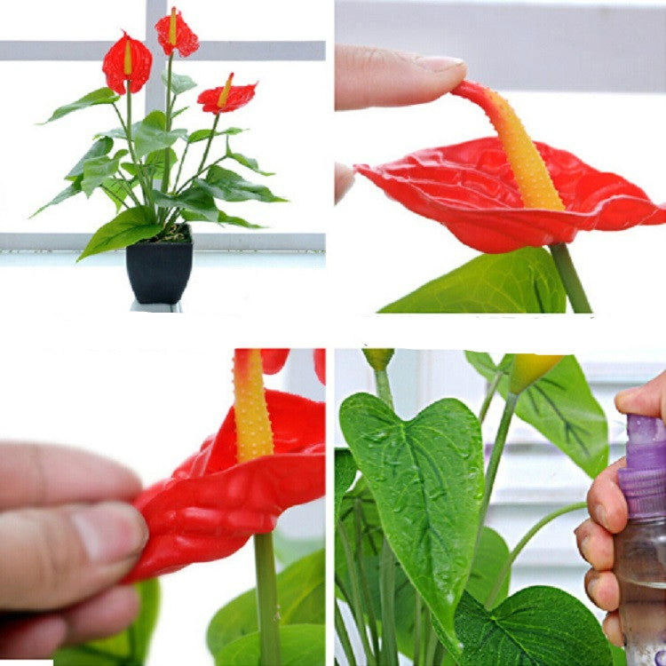 Artificial Flower Calla Plant Potted Home Decoration Green Plant(Red) by bashfashion