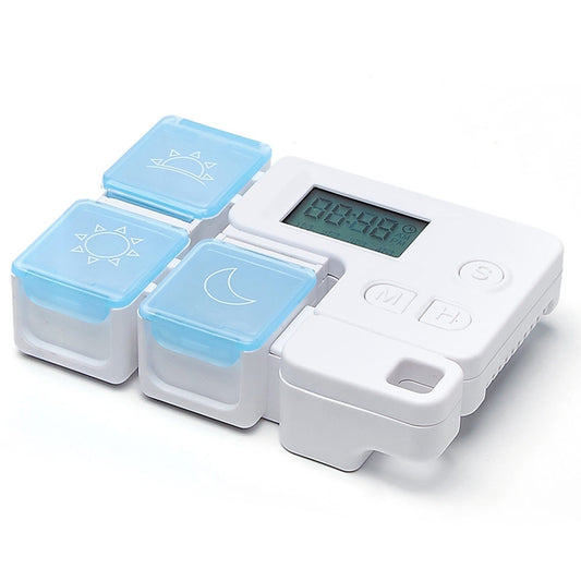 Portable Intelligent Plastic Storage Box Electronic Timing Reminder Medicine Boxes(Sky Blue) by bashfashion