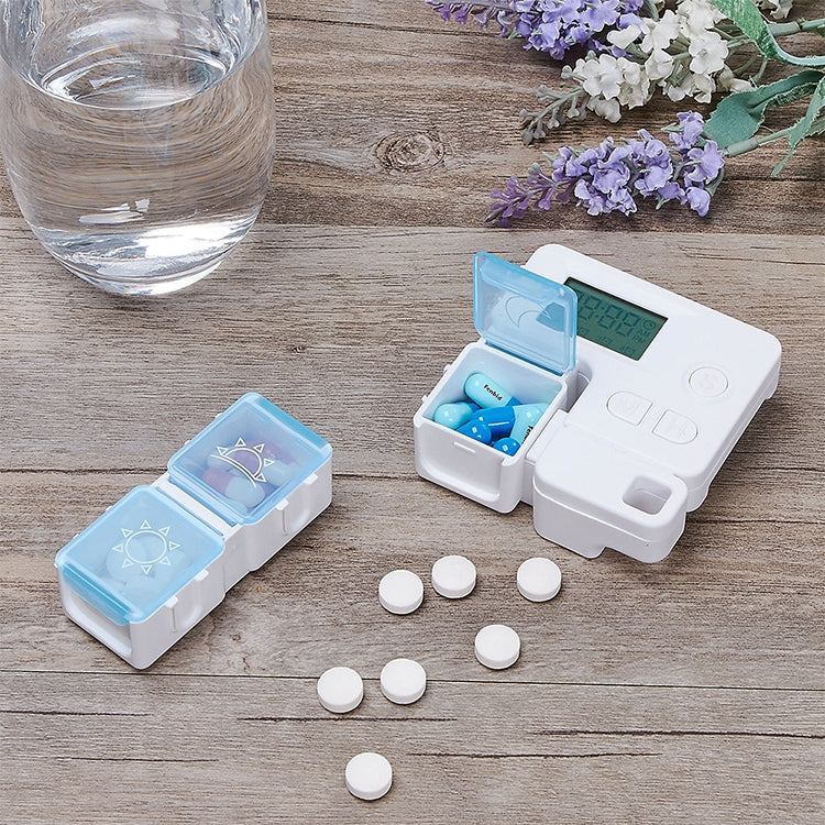 Portable Intelligent Plastic Storage Box Electronic Timing Reminder Medicine Boxes(Sky Blue) by bashfashion