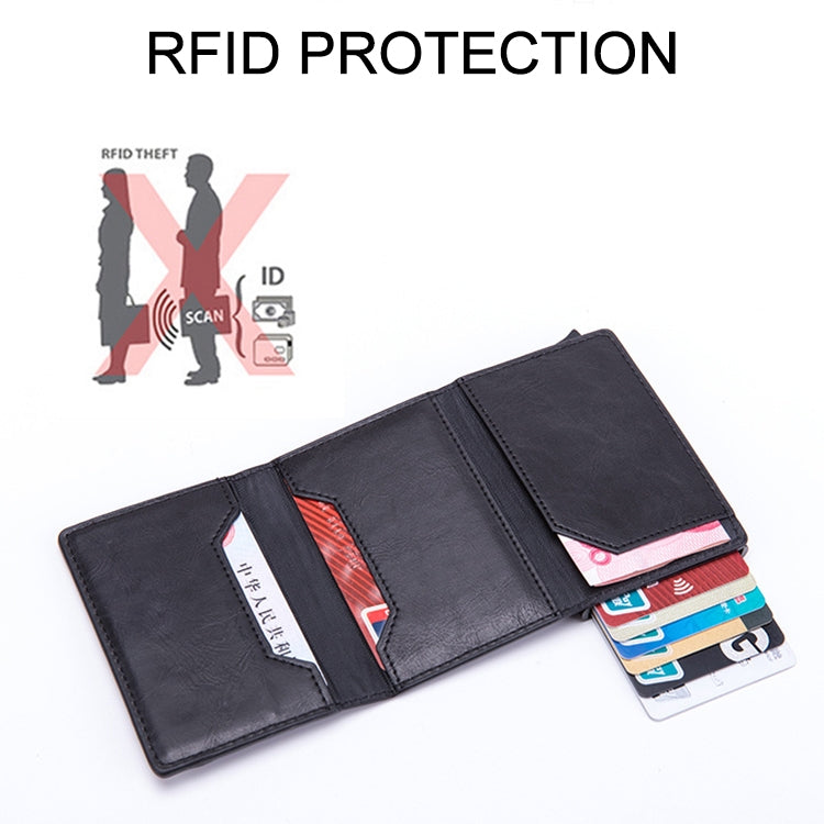 Magnetic RFID Bag Multifunctional Aluminum Automatic Pop-up Credit Card Package(Carbon Fiber) by bashfashion