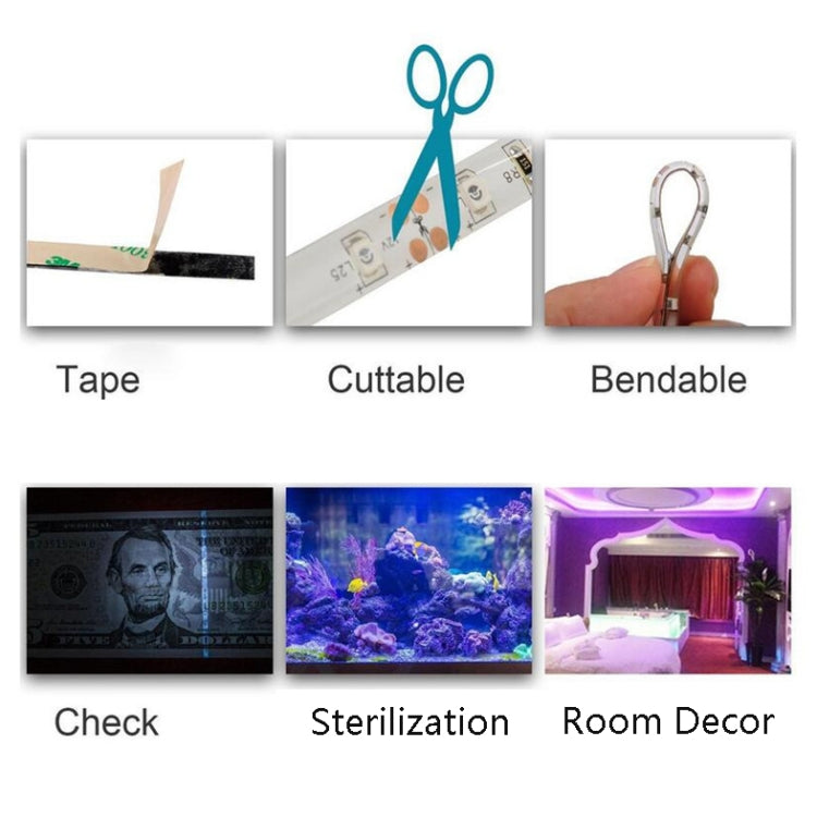 2835 SMD UV Purple Light Strip Epoxy LED Lamp Decorative Light Strip, Style:Bare Board 10m(AU Plug) by bashfashion