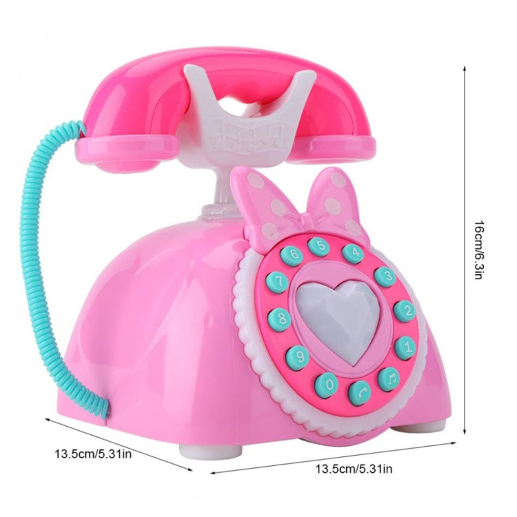 Child Simulation Retro Telephone Light Music Cartoon Early Education Puzzle Musical Toys(Pink) by bashfashion