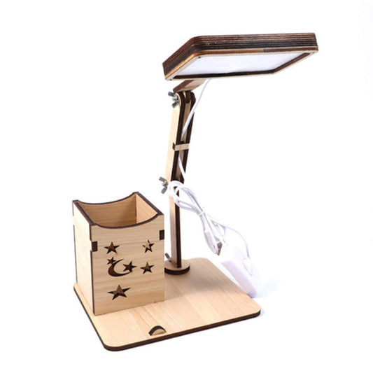Wooden Multi-function Touch USB Pen Holder Desk Lamp Student Desktop Charging Reading Lamp Led Eye Protection Table Lamp, Style:USB Plug-in without Battery(Maple White) by bashfashion