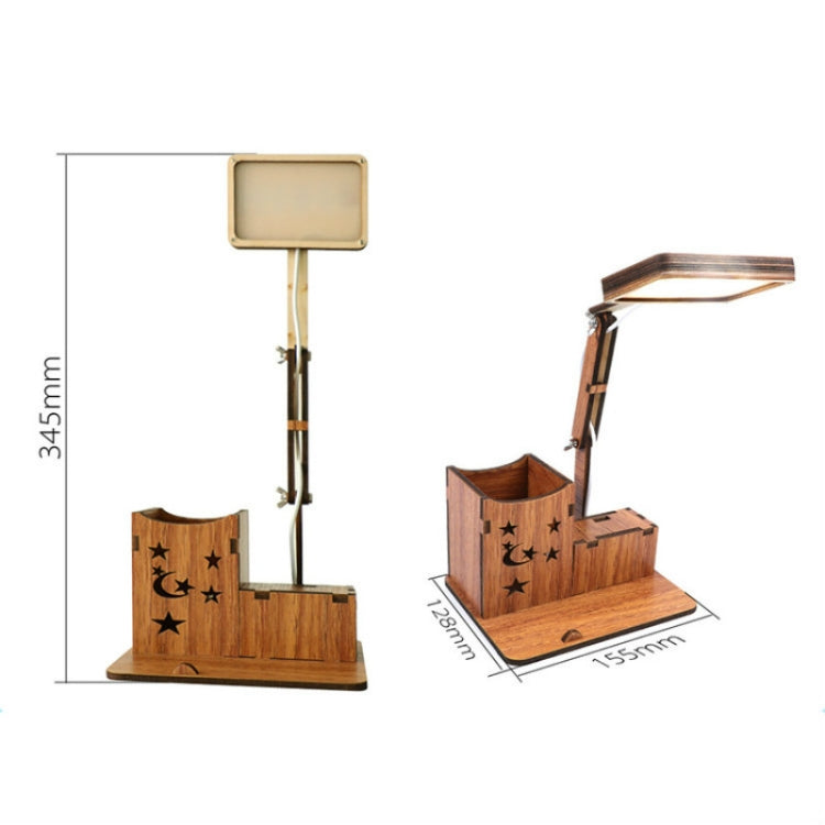 Wooden Multi-function Touch USB Pen Holder Desk Lamp Student Desktop Charging Reading Lamp Led Eye Protection Table Lamp, Style:USB Plug-in without Battery(Red) by bashfashion