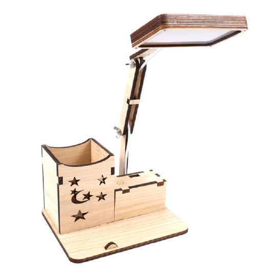 Wooden Multi-function Touch USB Pen Holder Desk Lamp Student Desktop Charging Reading Lamp Led Eye Protection Table Lamp, Style:USB Charging Built-in Battery(Maple White) by bashfashion