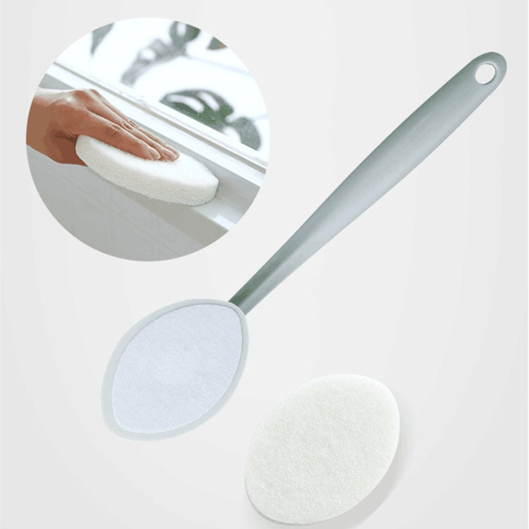 Bathroom Long Handle Cleaning Sponge Brush Floor Tile Decontamination Scouring Pad(White) by bashfashion