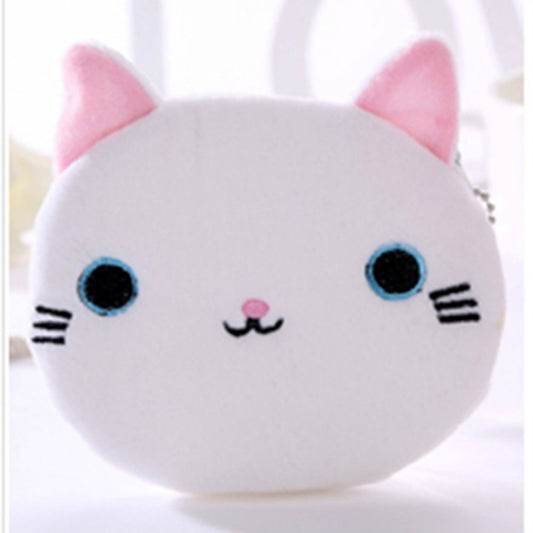 Cute Cat Coin Purse Children Plush Coin Purse(White) by bashfashion
