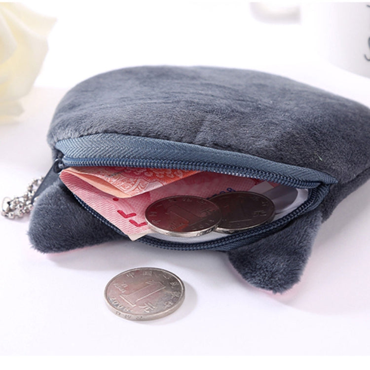 Cute Cat Coin Purse Children Plush Coin Purse(Black+White) by bashfashion
