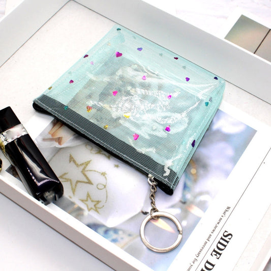 Mini Waterproof PVC Jelly Coin Purse Transparent Zipper Bag(Blue) by bashfashion