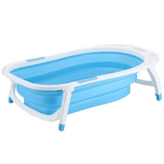 Baby Folding Bathtub Portable Plastic Baby Bath Shower Kids Bathtub(Blue) by bashfashion