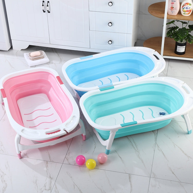Baby Folding Bathtub Portable Plastic Baby Bath Shower Kids Bathtub(Blue) by bashfashion
