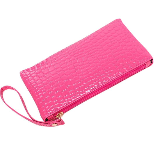 Fashion Long Crocodile Pattern Ladies Clutch Wallet(Pink) by bashfashion