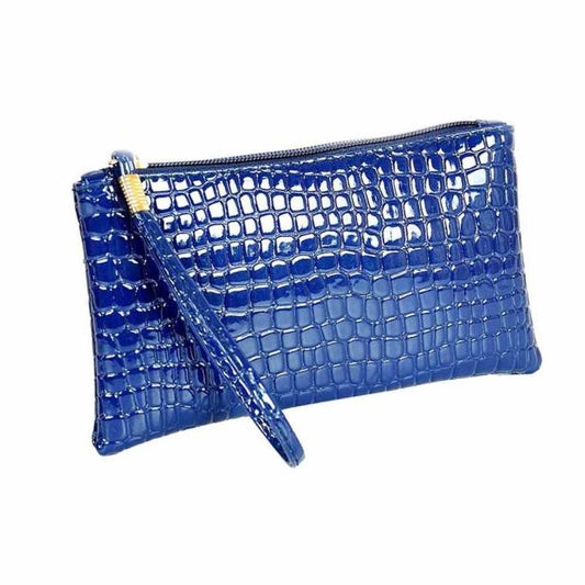Fashion Long Crocodile Pattern Ladies Clutch Wallet(Blue) by bashfashion