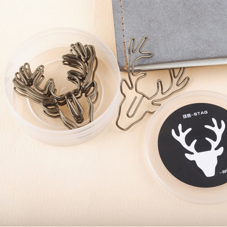 8 PCS/Set Deer Head Paper Clip Shaped Paper Clip Creative Shape Pin Bookmark by bashfashion