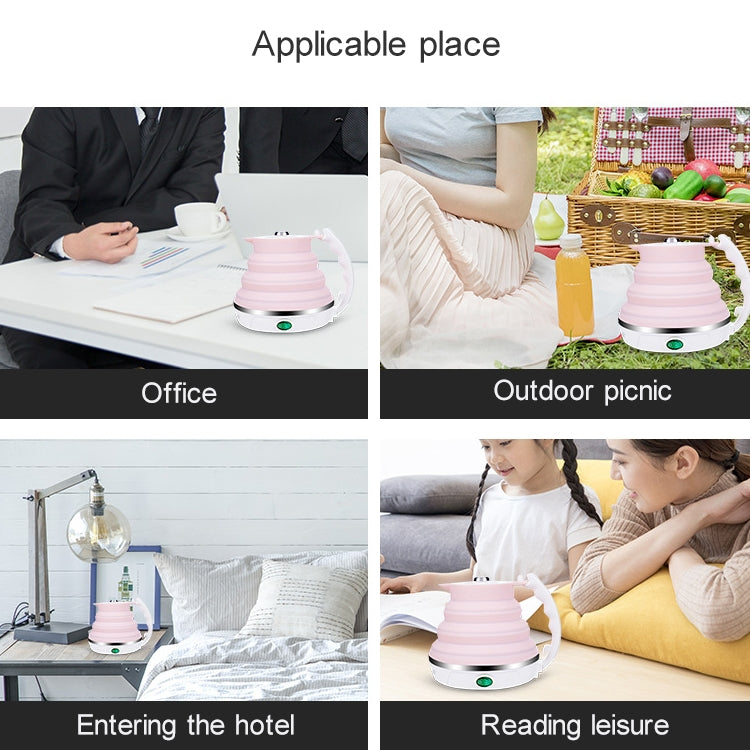 Portable Folding Silicone Intelligent Constant Temperature Travel Camping Electric Kettle, Power cord specification:US Plug(White) by Baby Travel