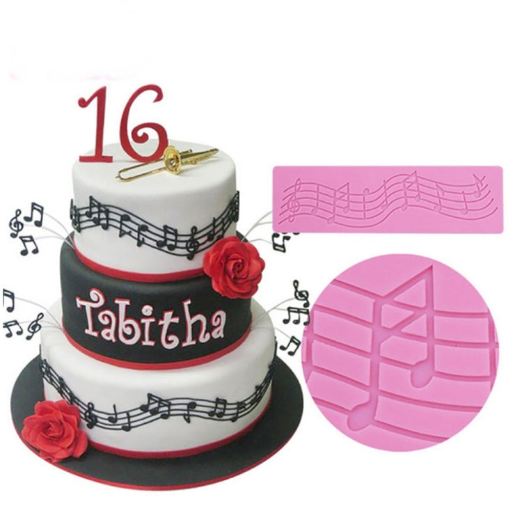 2 PCS Note Cake Decoration Silicone Mould Fondant Cake Tool Baking DIY Mould by bashfashion