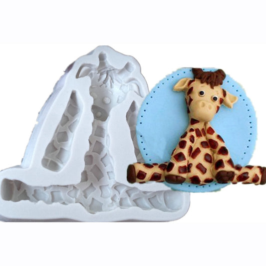 2 PCS 3D Animal Shape Silicone Form Fondant Cake Biscuit Molds(Giraffe) by bashfashion