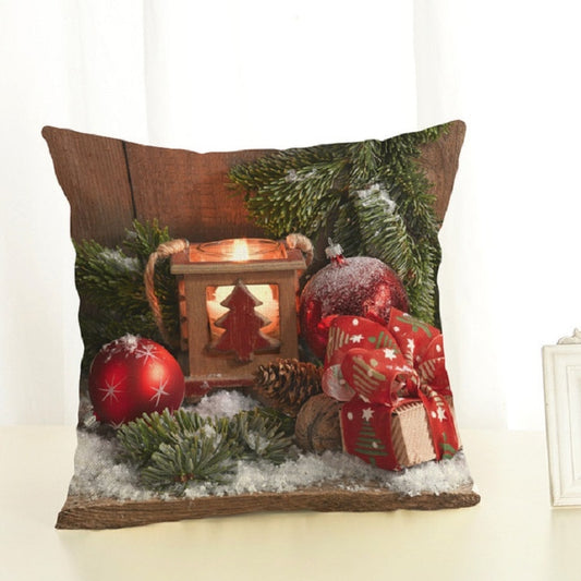 Christmas Decoration Cotton and Linen Pillow Office Home Cushion Without Pillow, Size:45x45cm(Red Gift) by bashfashion
