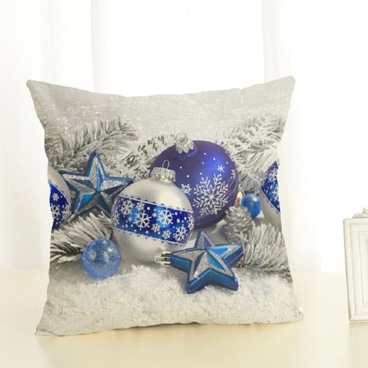 Christmas Decoration Cotton and Linen Pillow Office Home Cushion Without Pillow, Size:45x45cm(Blue Star) by bashfashion