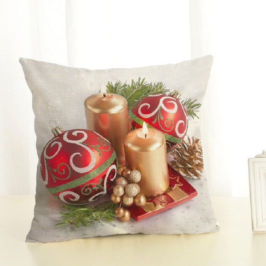 Christmas Decoration Cotton and Linen Pillow Office Home Cushion Without Pillow, Size:45x45cm(Golden Candle) by bashfashion
