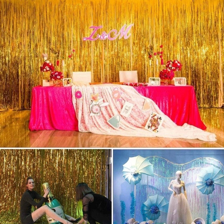 2 PCS Laser Rain Tinsel Foil Curtain Birthday Party Decoration Tassel Wall,Size:1x2.5m(Purple) by bashfashion