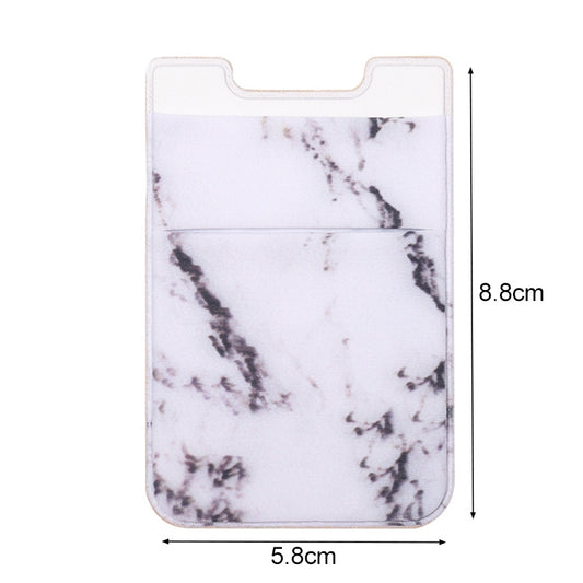 Marble Pattern Road Stretch Phone Back Plastic Card Holder Sticky Phone Clip(White) by bashfashion