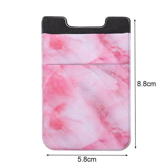 Marble Pattern Road Stretch Phone Back Plastic Card Holder Sticky Phone Clip(Red) by bashfashion