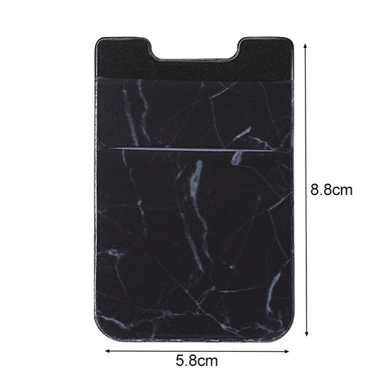 Marble Pattern Road Stretch Phone Back Plastic Card Holder Sticky Phone Clip(Black) by bashfashion