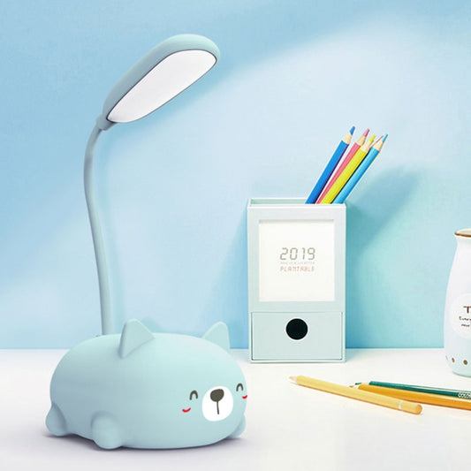Cartoon Cat Design LED Eye Protection Reading Lamp USB Rechargeable Desk Lamp(Blue) by bashfashion