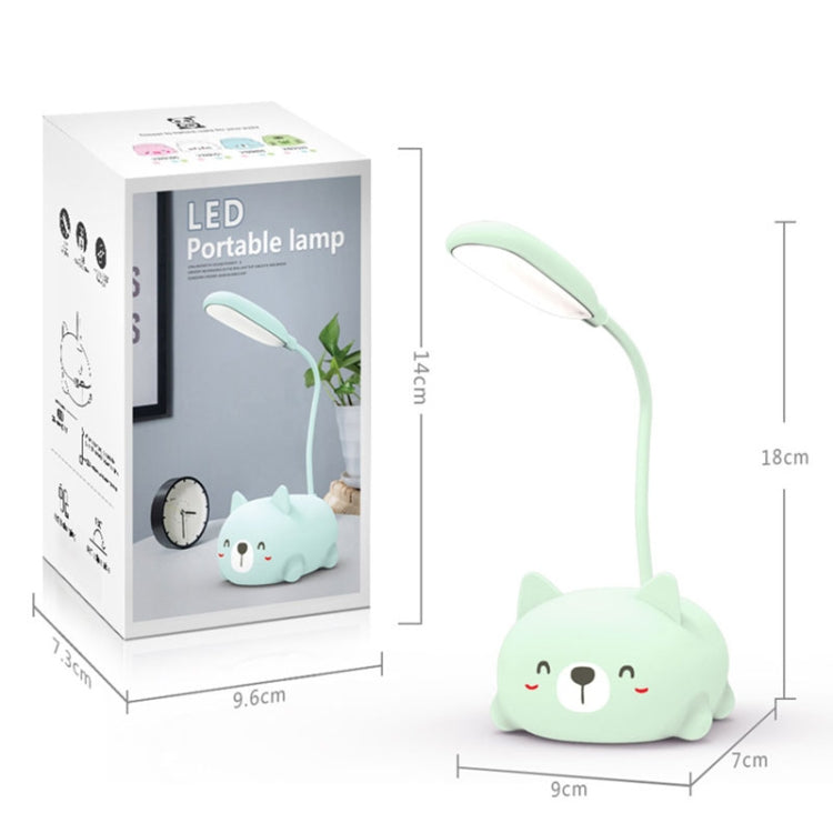 Cartoon Cat Design LED Eye Protection Reading Lamp USB Rechargeable Desk Lamp(Blue) by bashfashion
