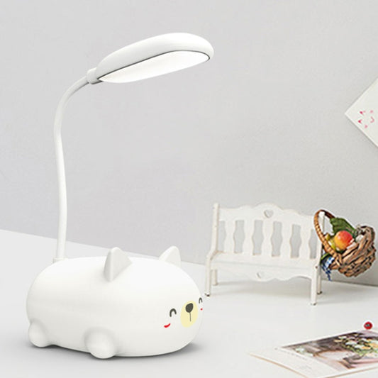 Cartoon Cat Design LED Eye Protection Reading Lamp USB Rechargeable Desk Lamp(White) by bashfashion