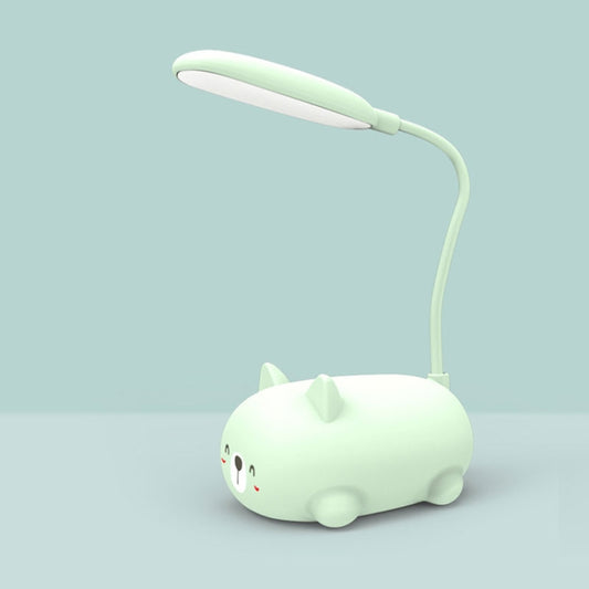 Cartoon Cat Design LED Eye Protection Reading Lamp USB Rechargeable Desk Lamp(Green) by bashfashion