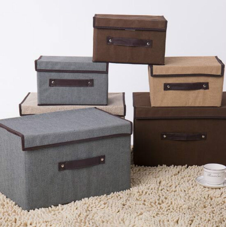 2 in 1 Cotton Fabric Cube Storage Box Embroidery Laundry Basket Cupboard Showcase Holder Toys Organizer(Beige) by bashfashion