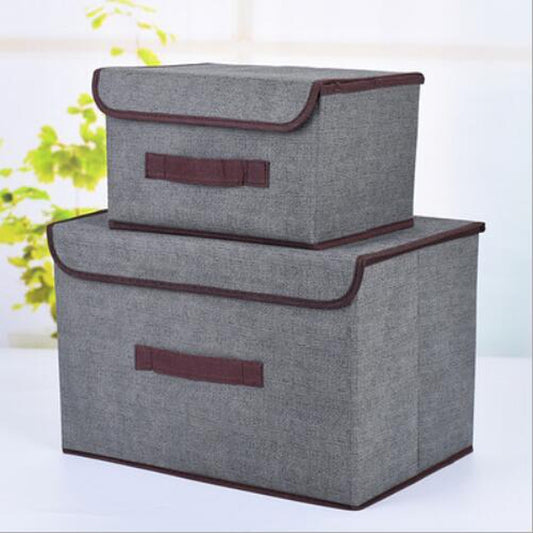 2 in 1 Cotton Fabric Cube Storage Box Embroidery Laundry Basket Cupboard Showcase Holder Toys Organizer(Gray) by bashfashion