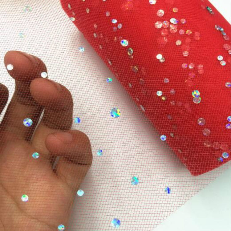 Tulle Roll 25 Yards 13cm Organza Laser Crafts Wedding Decoration Tulle Birthday Party Supplies(Red) by bashfashion
